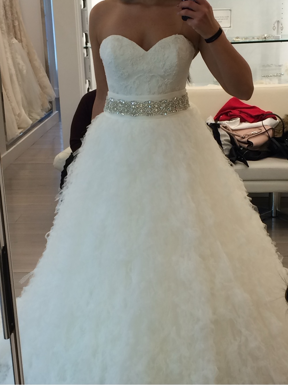 Pronovias Strapless Lace Mermaid Wedding Dress in White + Separate Tulle Skirt